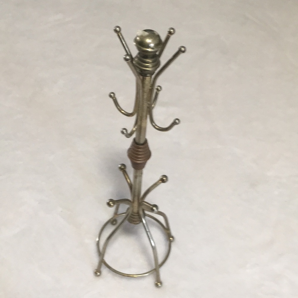 Gold tone metal tower jewelry holder